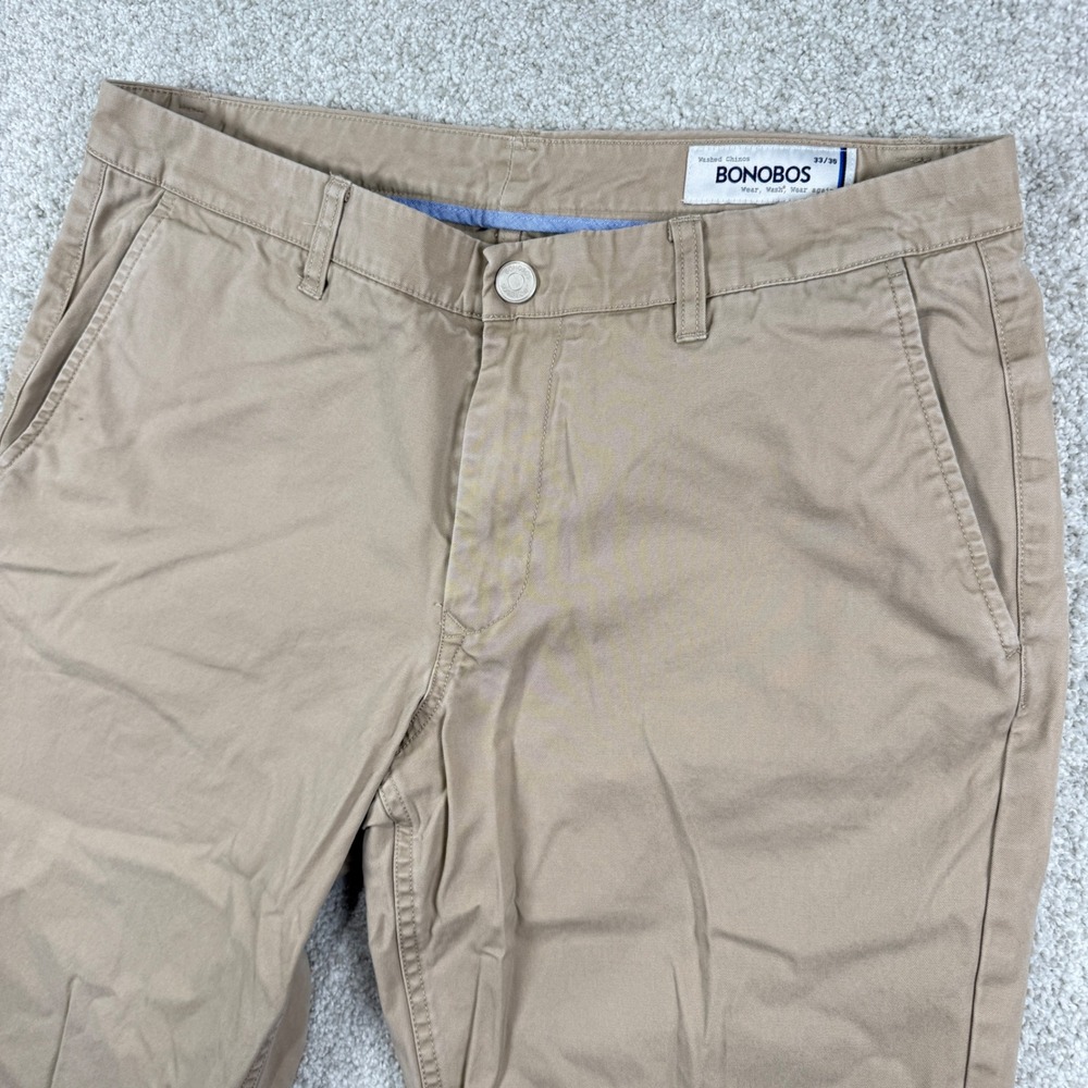 Bonobos Washed‎ Chinos Mens 33/36 Tan Khaki Straight Leg Cotton Pants